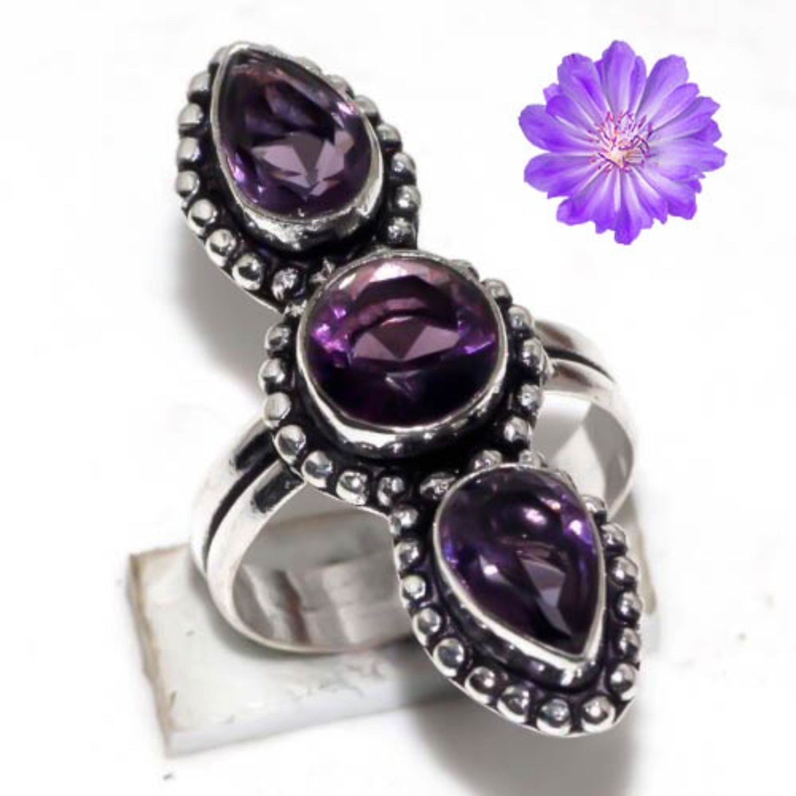 Amethyst Gemstone 925 Sterling Silver Ring Handmade Jewelry Ring For Gift