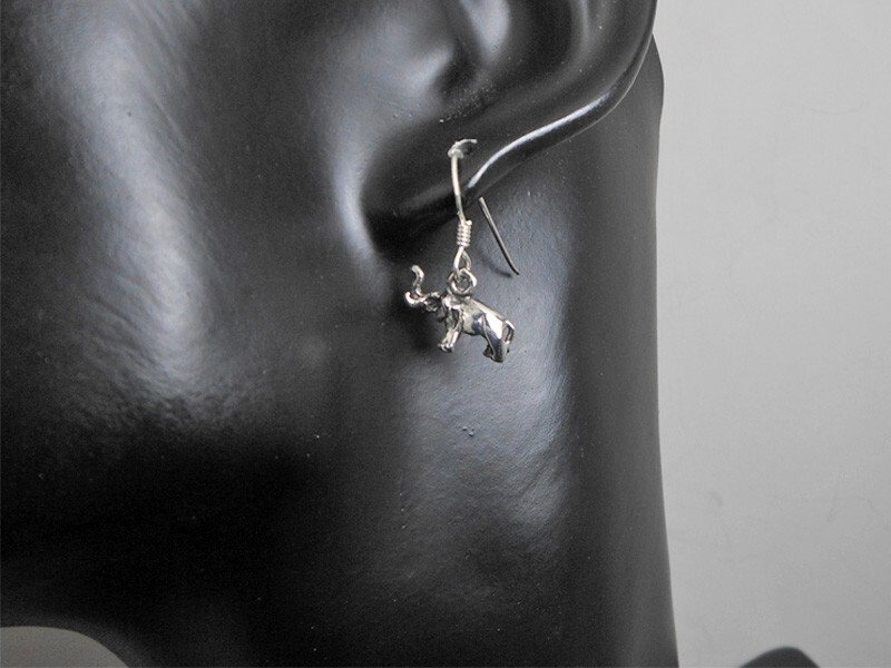 Minimalist Elephant Drop Earrings 925 Sterling Silver, Handmade Safari Jewelry