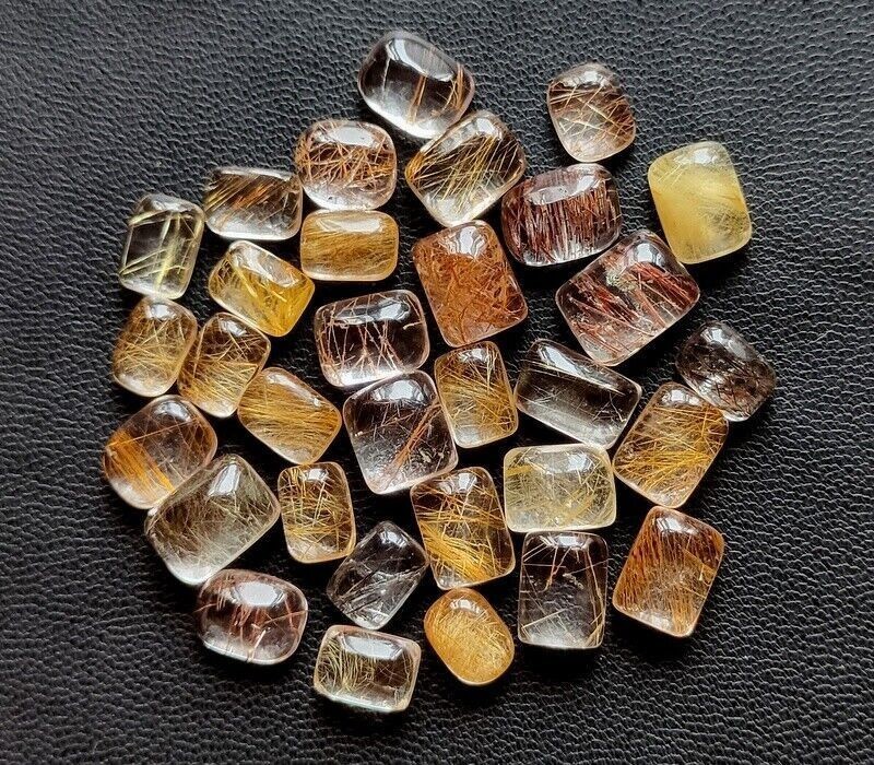 Natural Golden Rutile Rectangle Cabochon 6x8mm to 12x16mm Loose Gemstone