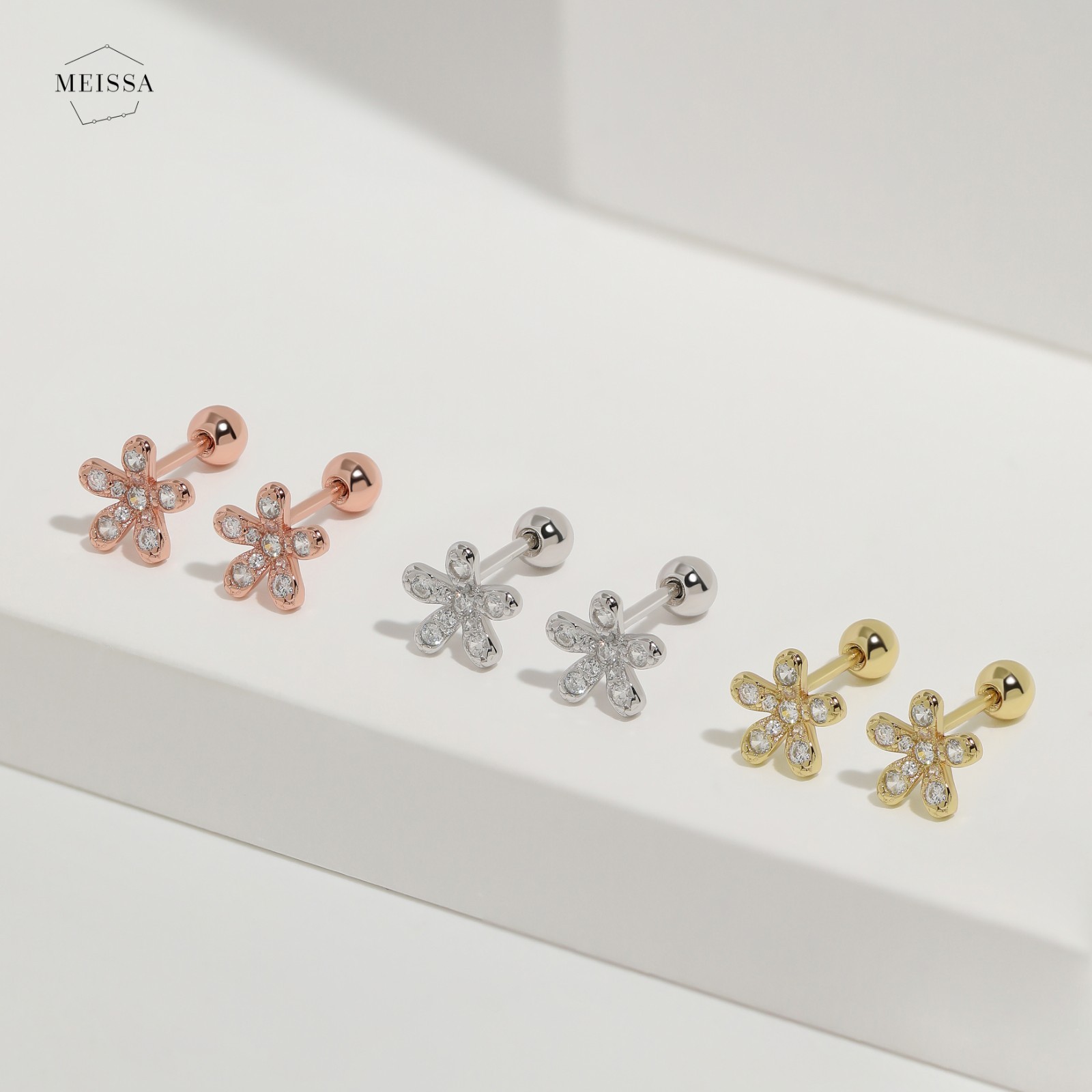 Meissa Cute Ball Back Earrings for Women Girls Kid Toddlers Baby 925 Silver