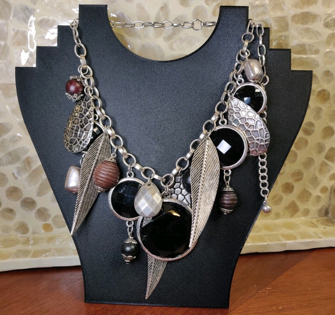 Vtg Attributed To Charro Unsigned Asymmetrical Wearable Art Statement Necklace