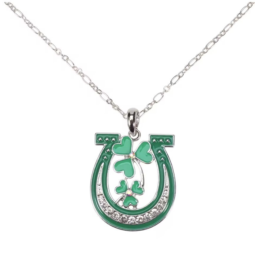 Celtic Alloy Enamel Shamrock Necklace with 42cm (16.5 in) + 5cm chain