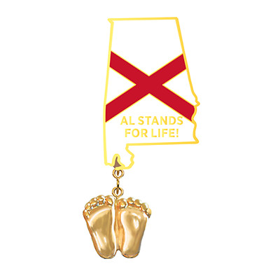 Precious Feet, 14K Gold Plated, Alabama Flag Jewelry, Lapel Pin