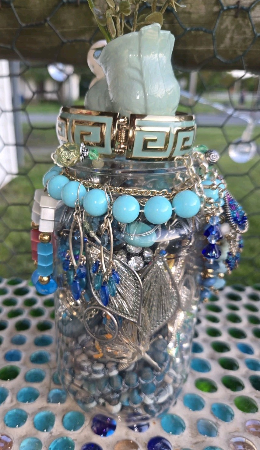 Blue🪩Blast Of Beauty~Mystery Jewelry Jar~Vintage 2 Now~Packed/Wearable Pieces