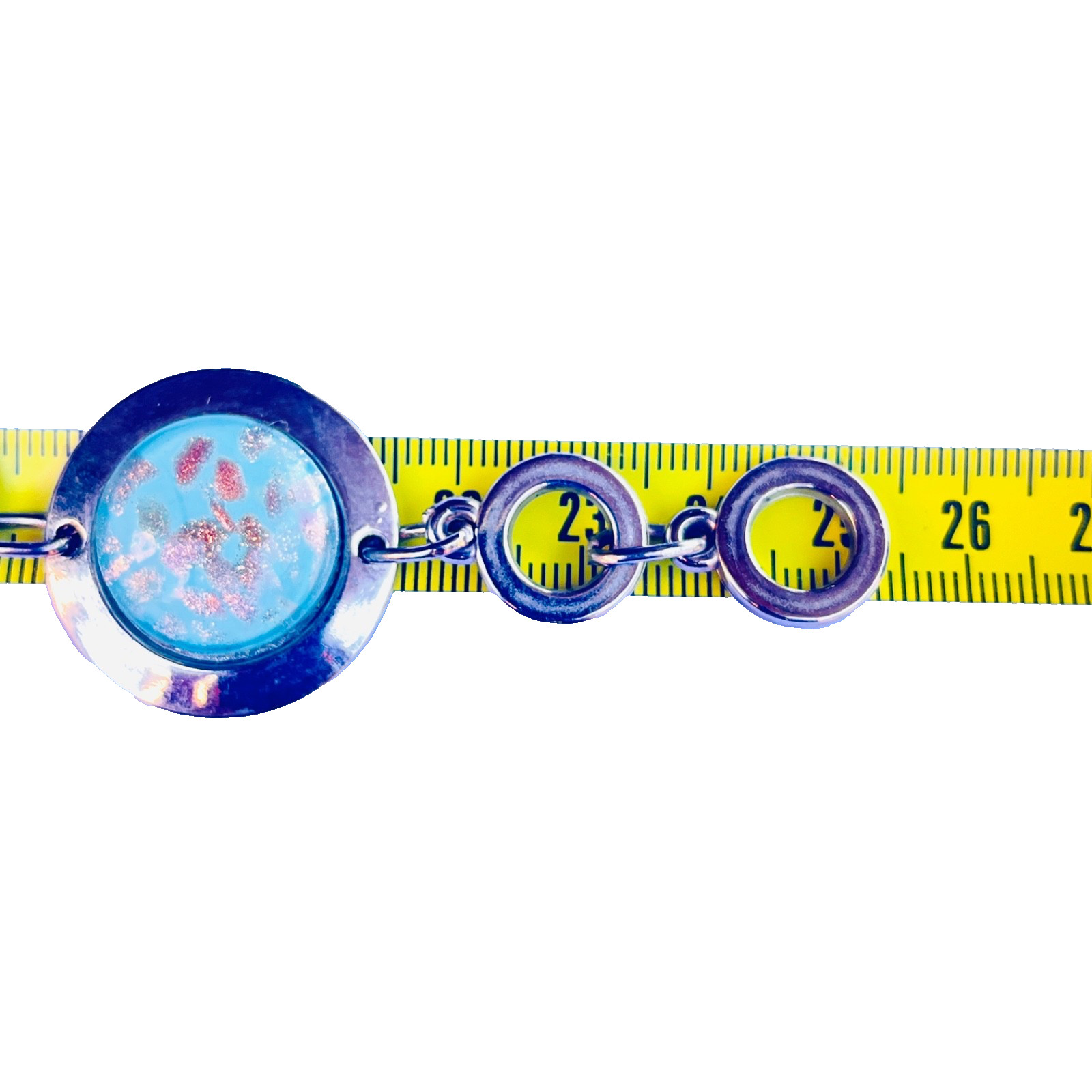 Dichroic Glass Toggle Bracelet Blue Aventurine Glass 23-25 cm Wearable Length