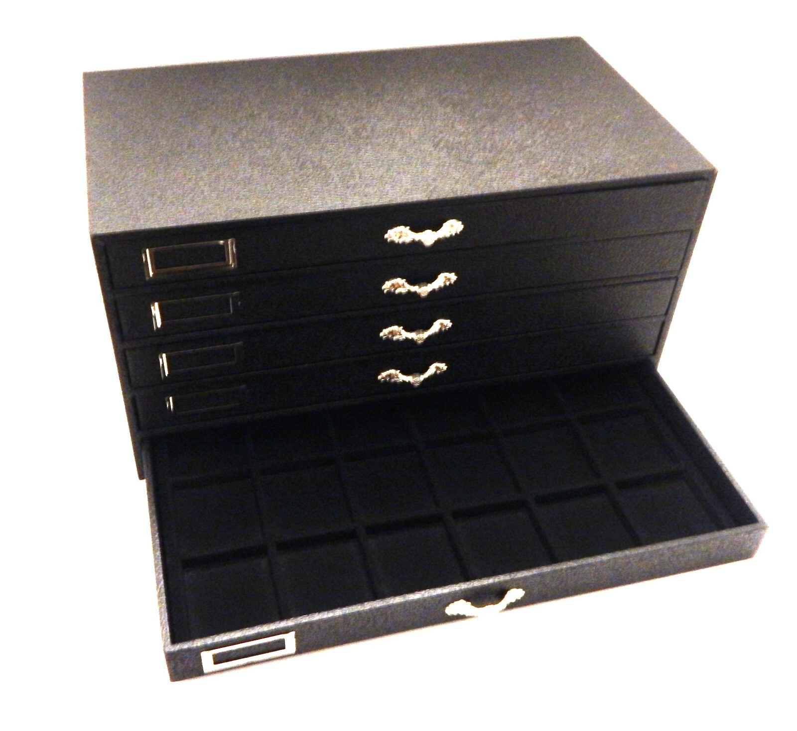 90 Space Grained Leatherette 5 Drawer Wood Pocket Watch Storage Organizer Case