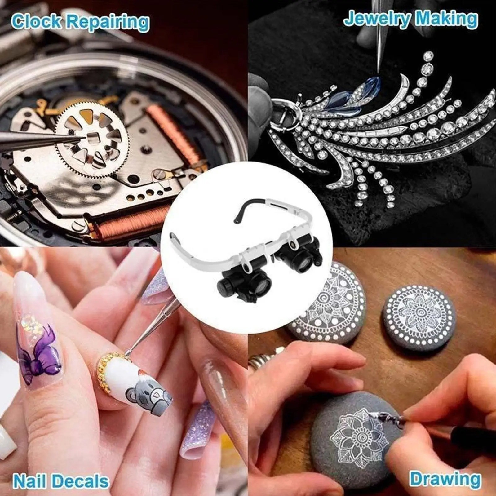 Headband Magnifier 8X 15X 23X Magnifying Glass 2LED Loupe Jeweler Watch Repair ✅