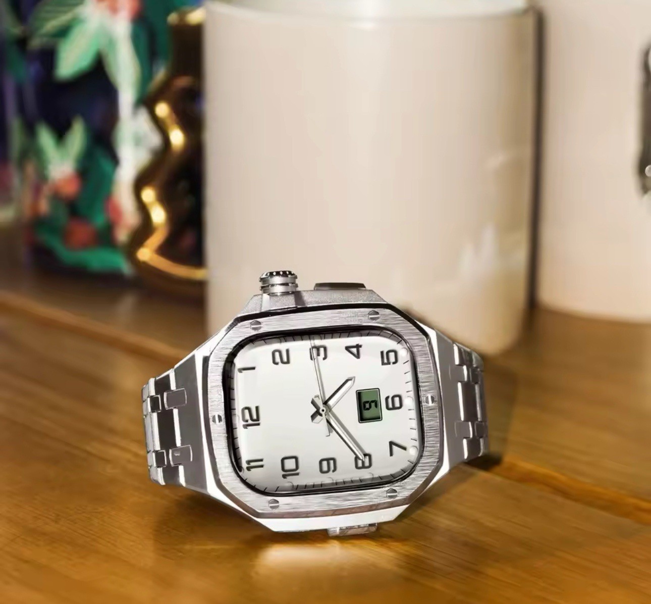 New Silver Luxury Stainless Steel Case Band for Apple Watch Ultra 1 2 49mm