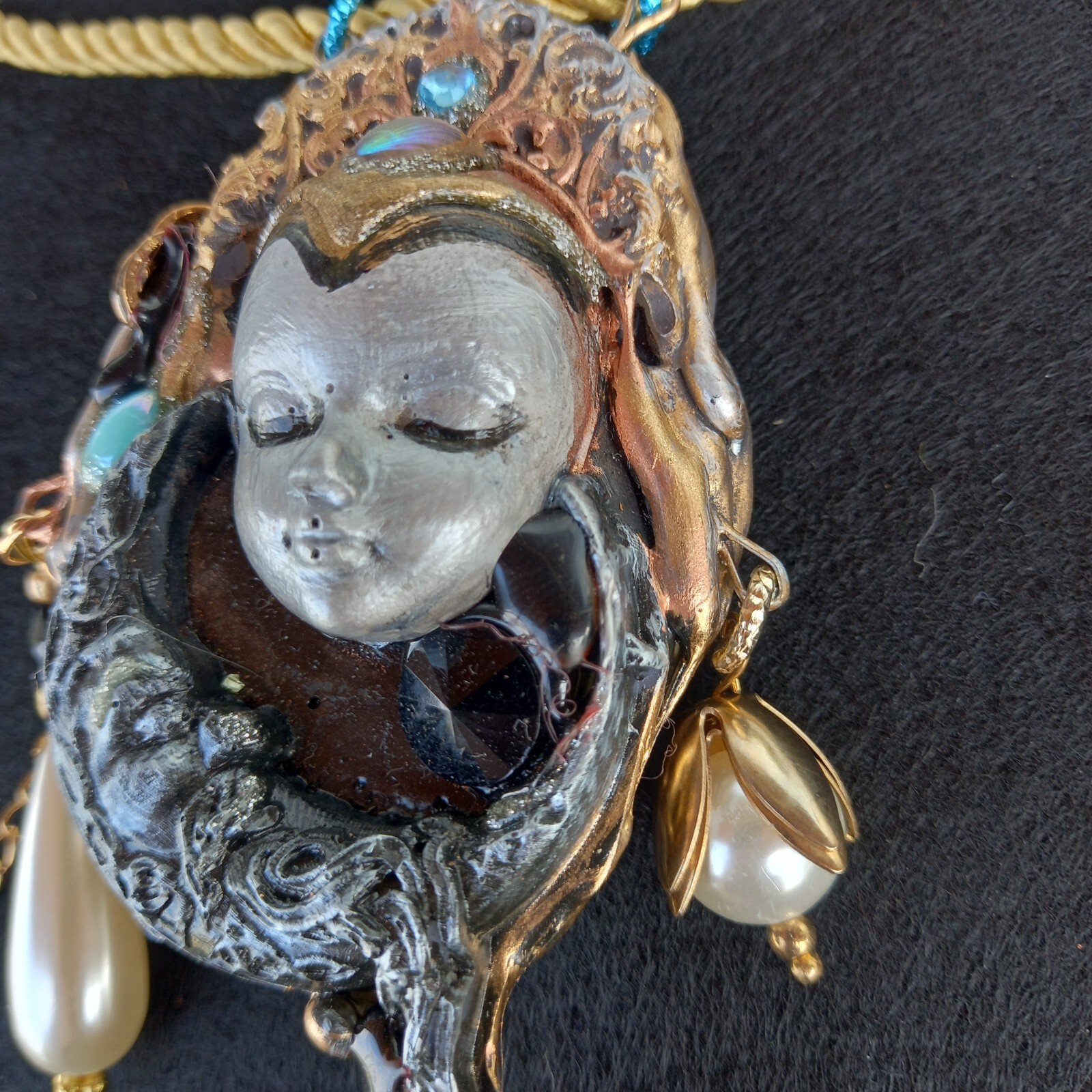 luxury jewelry gothic art deco nouveau necklace pendant woman moon shell beads 1
