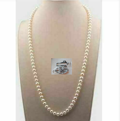 22 inch GENUINE NATURAL AAA 5-6MM WHITE akoya PEARL NECKLACE 14K GOLD 20 ” 18″