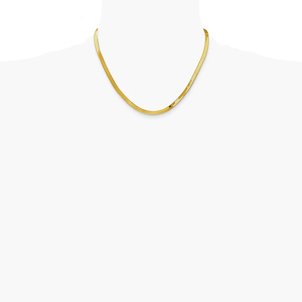 14K Yellow Gold 4mm Silky Herringbone Chain Necklace 16″-24″