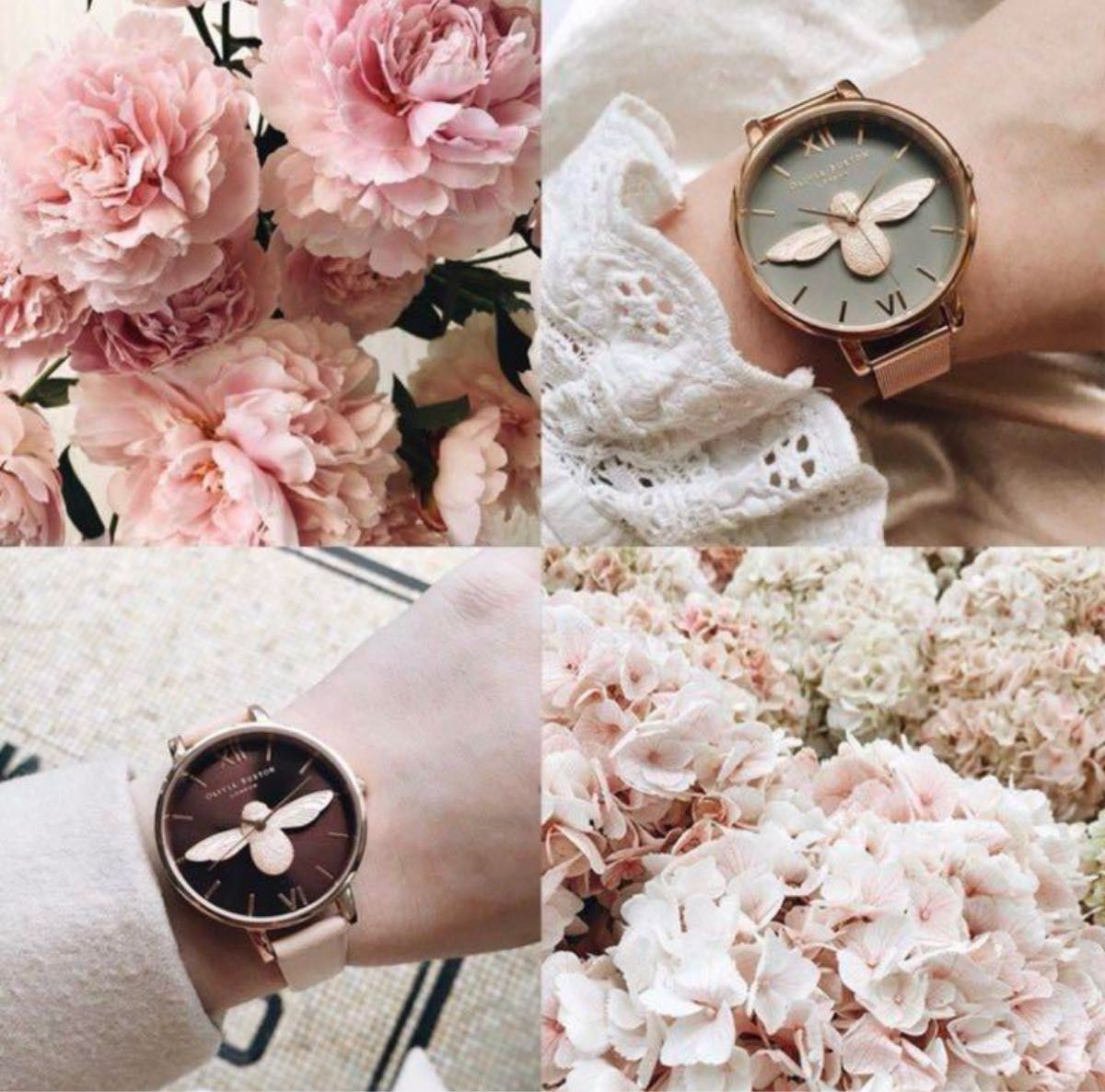 New Olivia Burton 3D BEE light brown x baby pink