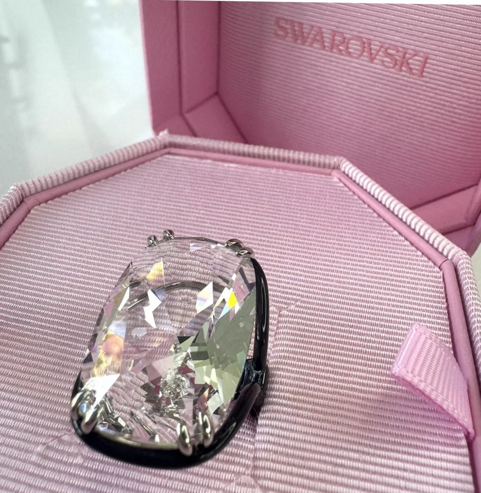 Swarovski $250 Harmonia Oversized Crystal White Mix Metal Cocktail Ring 6.75/55
