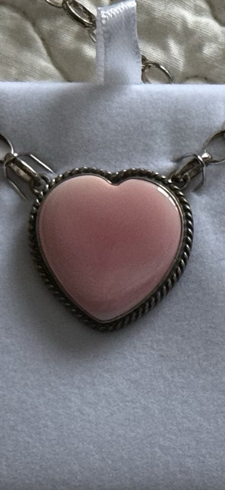 Pink Conch Heart Silver Pendant Native American Tatum Skeets