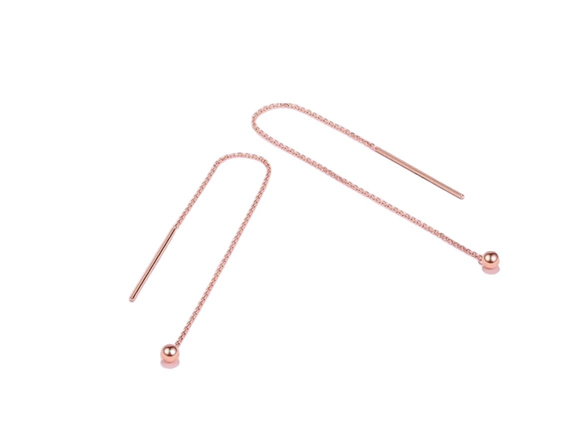 Real 18k Rose Gold Minimalist Threader Earrings | Fine Jewelry