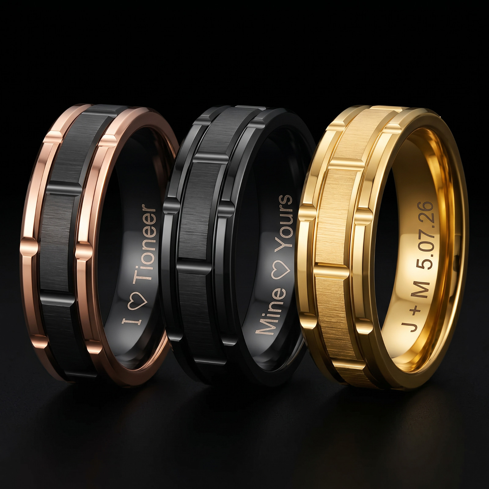 Tungsten Carbide Wedding Band Ring Classic Mens 8mm Brick Pattern FREE ENGRAVING
