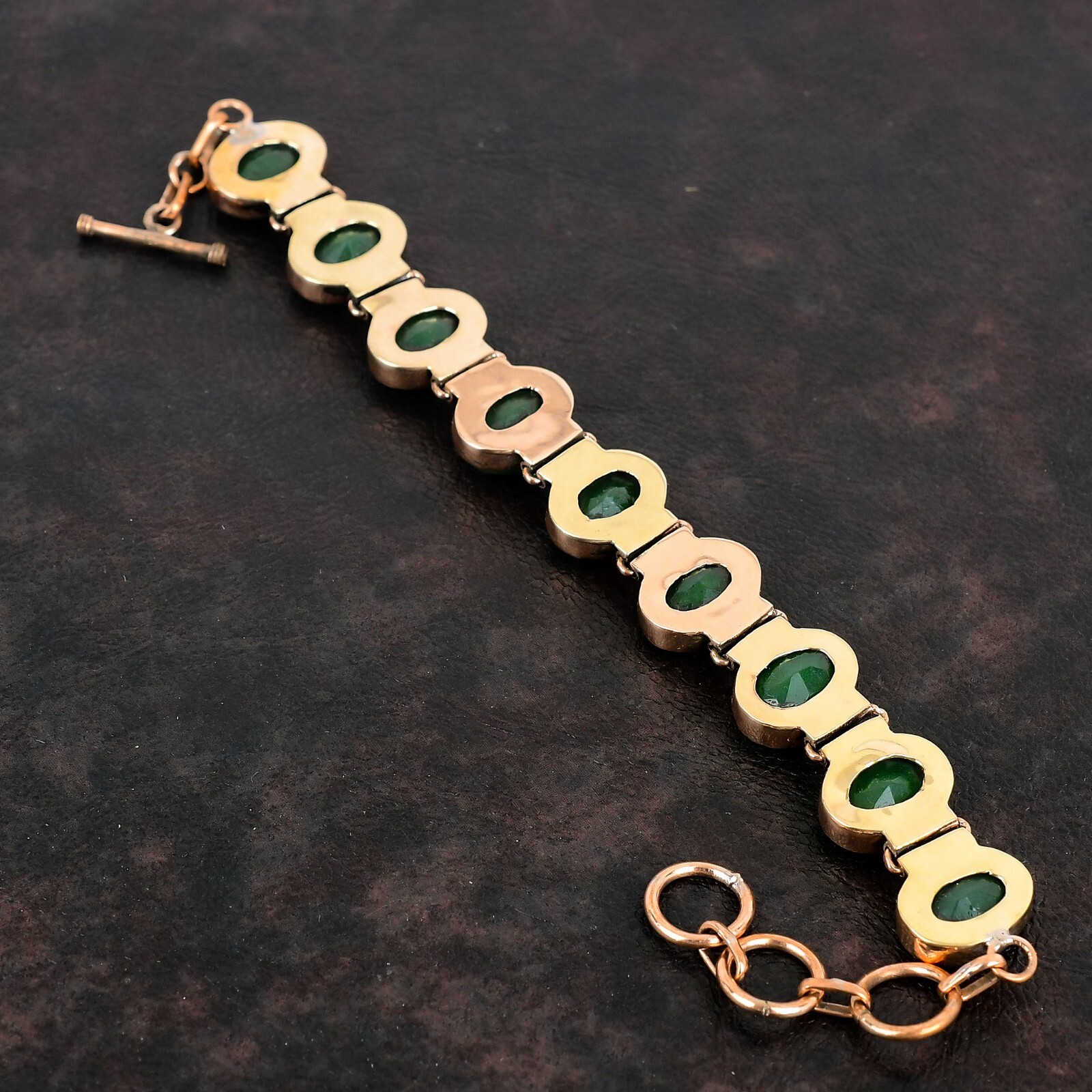 Valentines Sale Copper Oval Zambian Emrald Stone Bezel Wife Handcrafted Bracelet