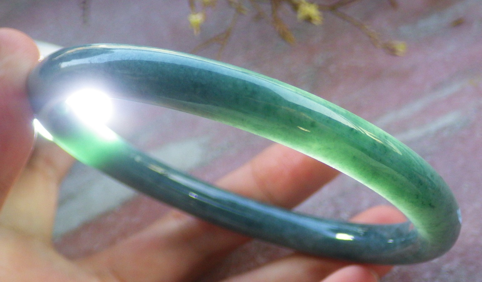 Video Certified Natural A JADE JADEITE Circle Bangle Bracelet 69 mm 134027