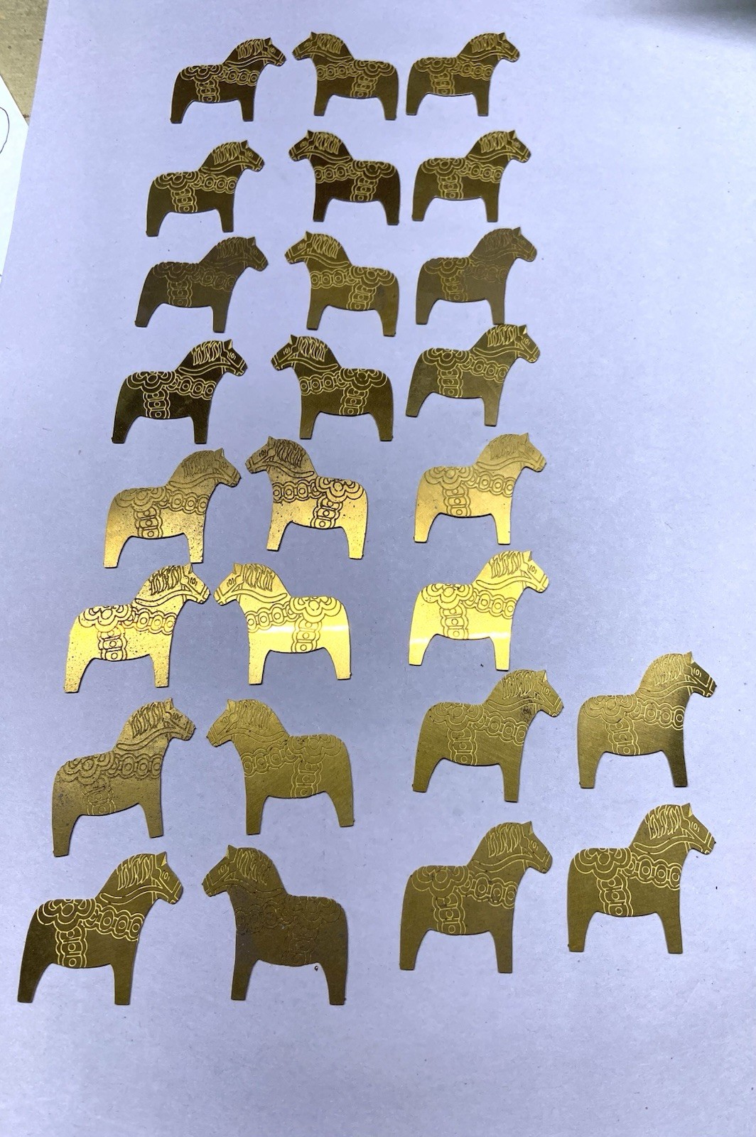 26 pcs. Raw Brass Stamping Finding- Lg Dala Horse shape/design