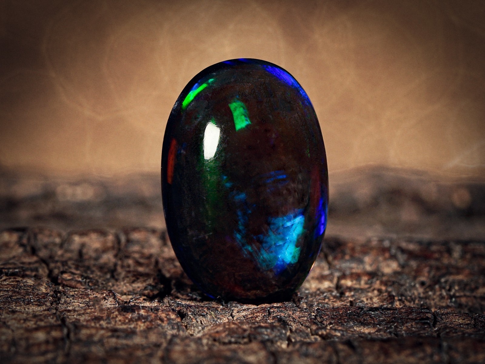 1.45 Carat Ethiopian Black Opal Cabochon 11x7x3 MM Oval Shape Welo Fire Opal
