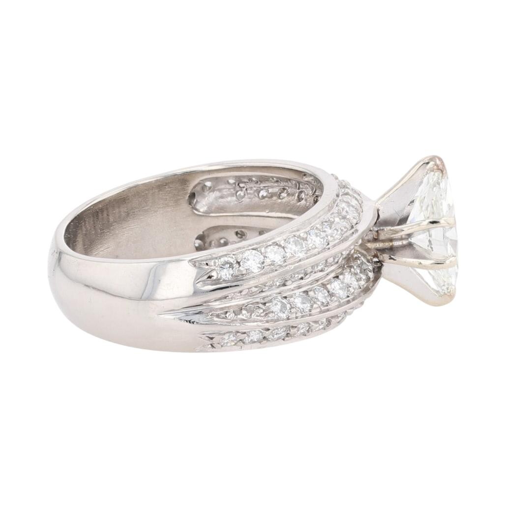 GIA 2.09ctw Diamond Solitaire with Accents Engagement Ring Palladium Size 7