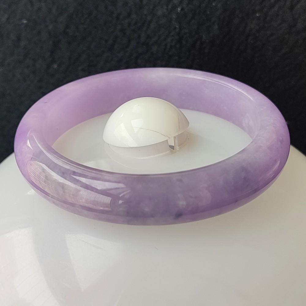 Certified Grade A Lavender 55mm Natural Burma Jade jadeite Bangle Bracelet