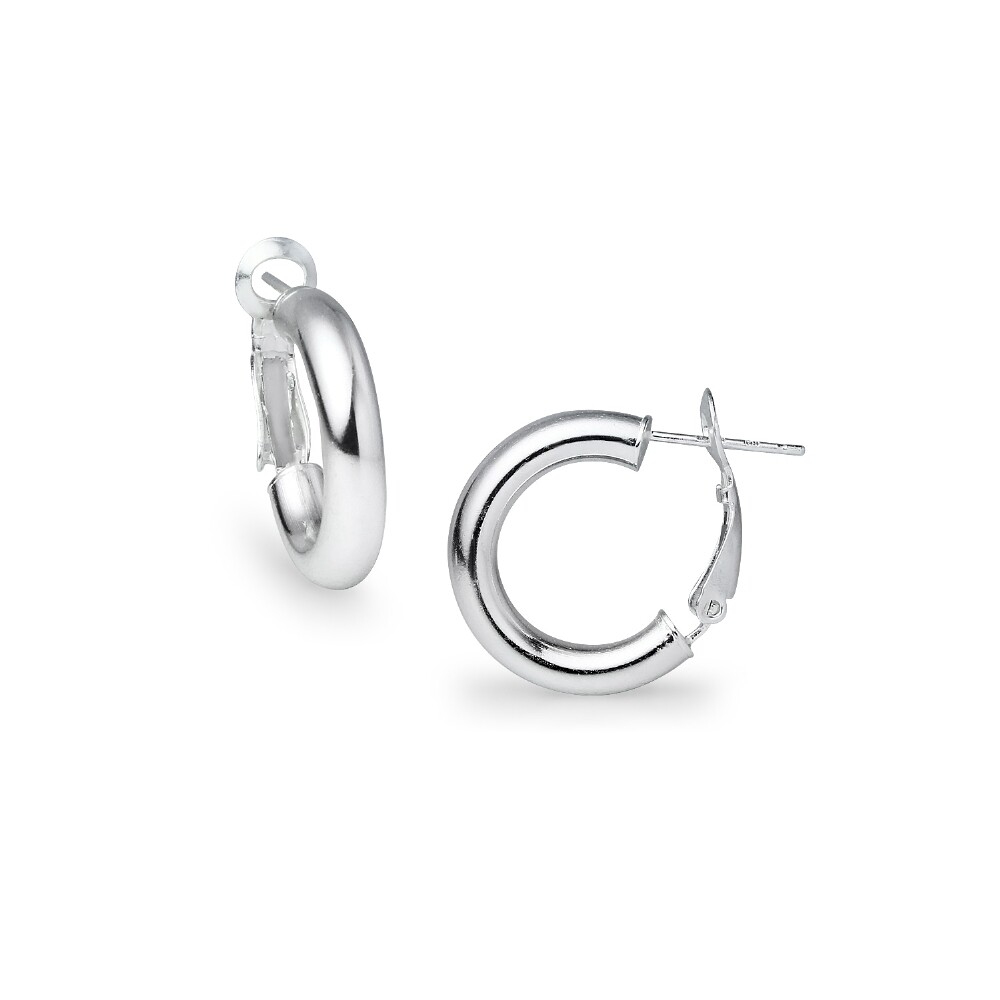 Round Clutchless 4x20mm Hoop Earrings in High Polished Sterling Silver