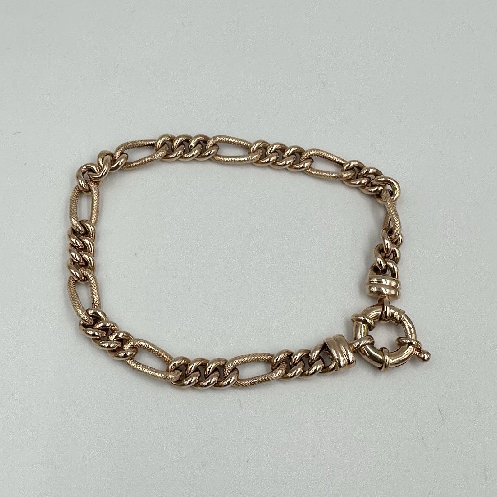 9K Ross Gold Figaro Bracelet 16cm