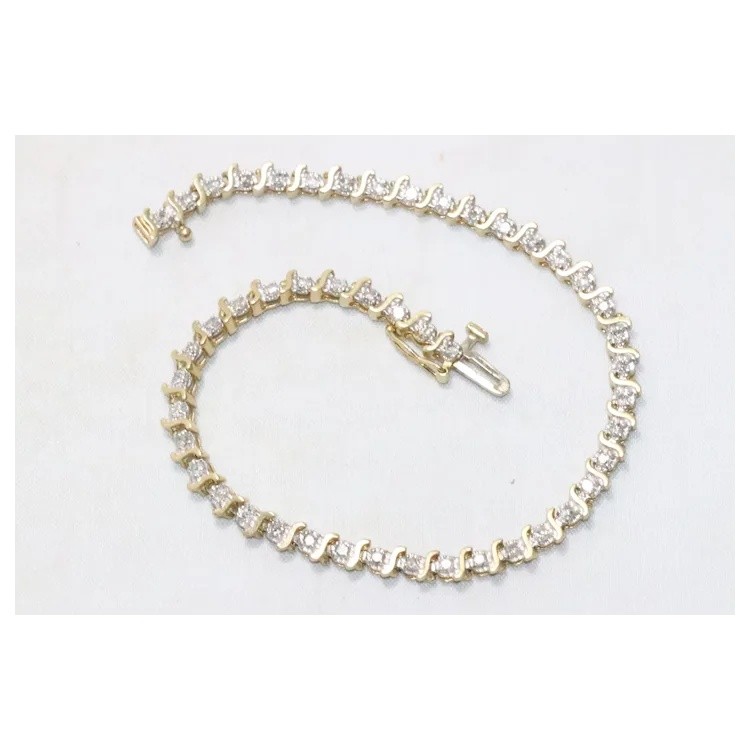 14KT Yellow Gold .96CT Diamond S Link Tennis Bracelet