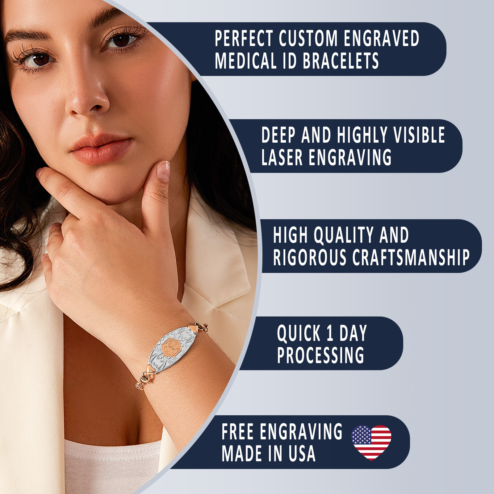 Divoti Custom Engraved Jasmin Medical ID Alert Bracelets for Women – Style