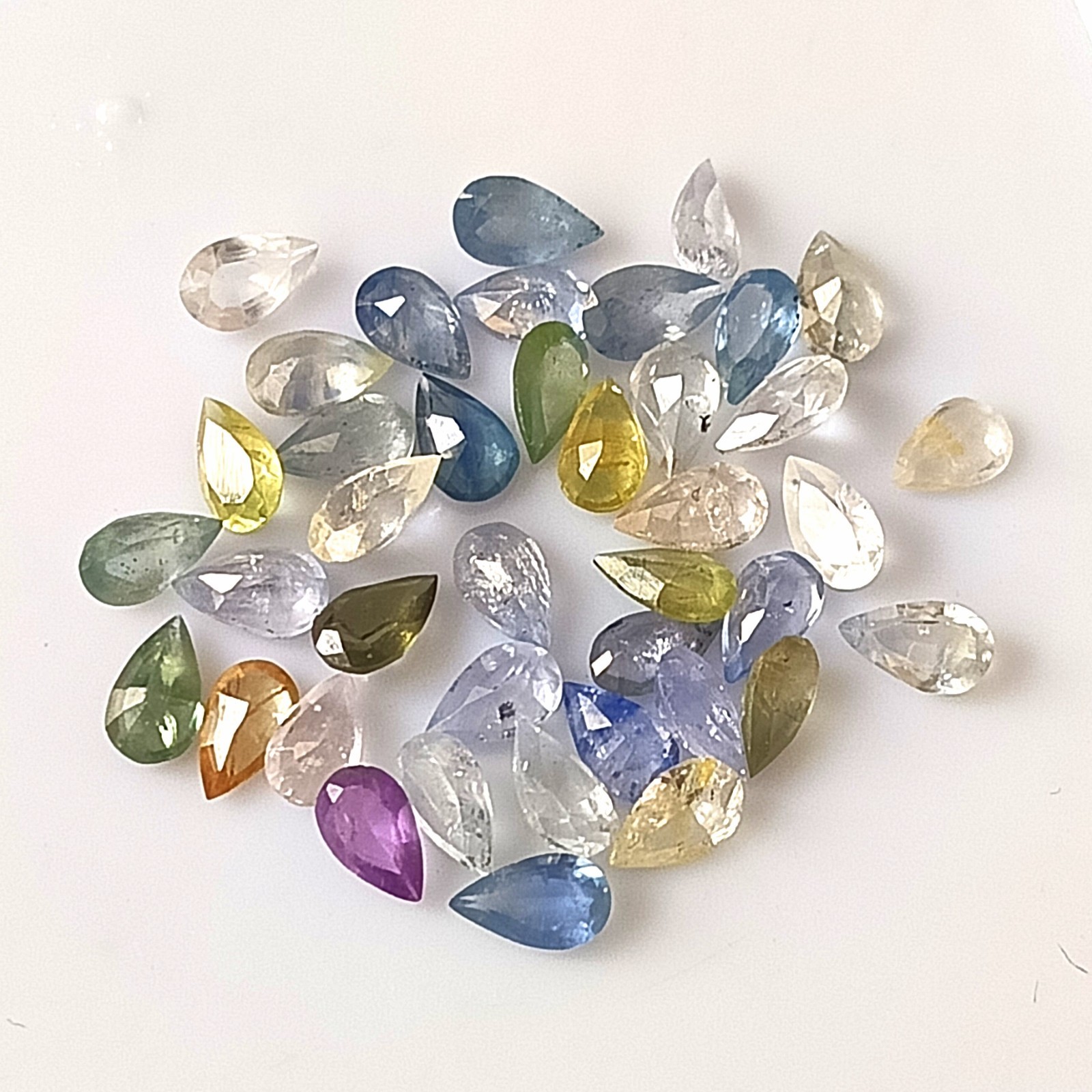 Natural Multi Color Sapphire 3X5 mm Pear Cut Faceted Unheated Gemstone 40 Pieces
