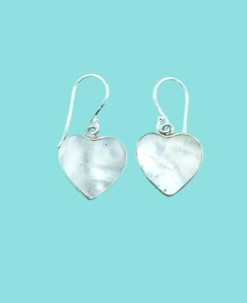 Heart Mother of Pearl Shell 925 Sterling Silver Handmade Earring NEW DESIGN!