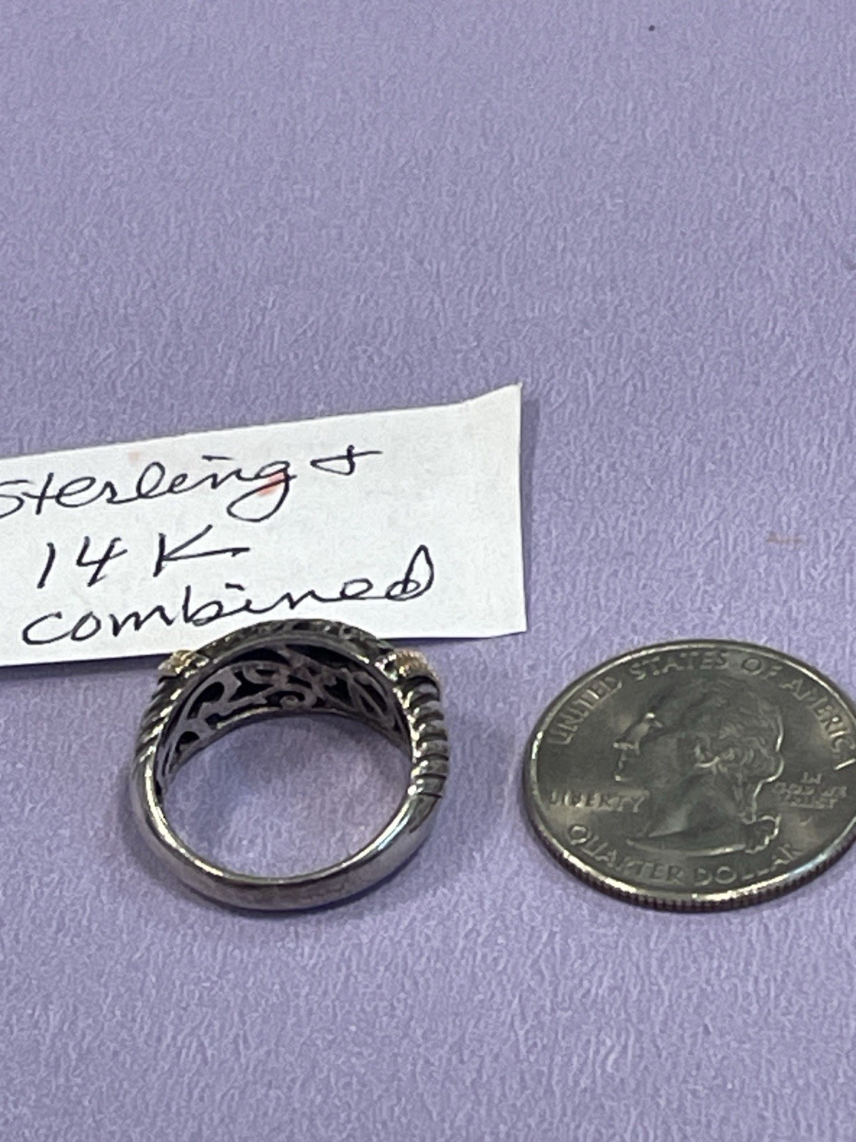 MIDAS LOVELY STERLING 14K RING SIZE 7 ESTATE PC.