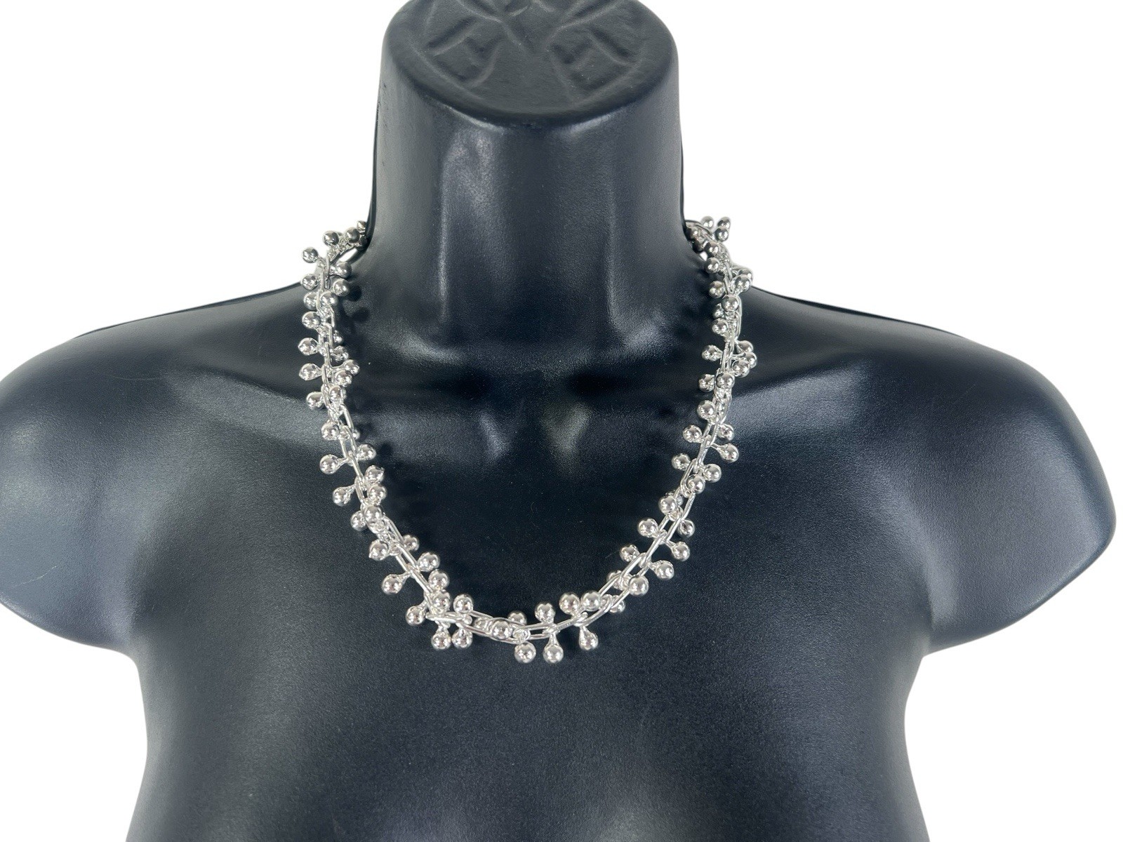 white copper silver tone DNA ball bead necklace wears like sterling sz 18in