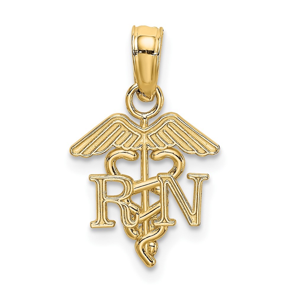 10K Yellow Gold RN Caduceus Pendant L-16.15 mm, W-10.57 mm