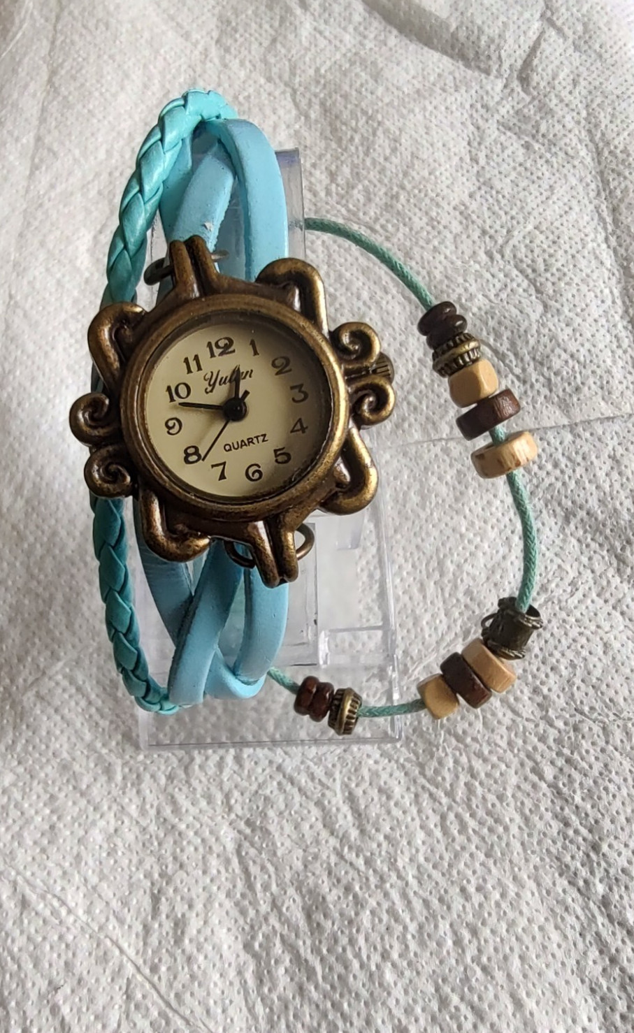 Yulan Bracelet Watch Crystals vintage gold tone leather Women’s girls female