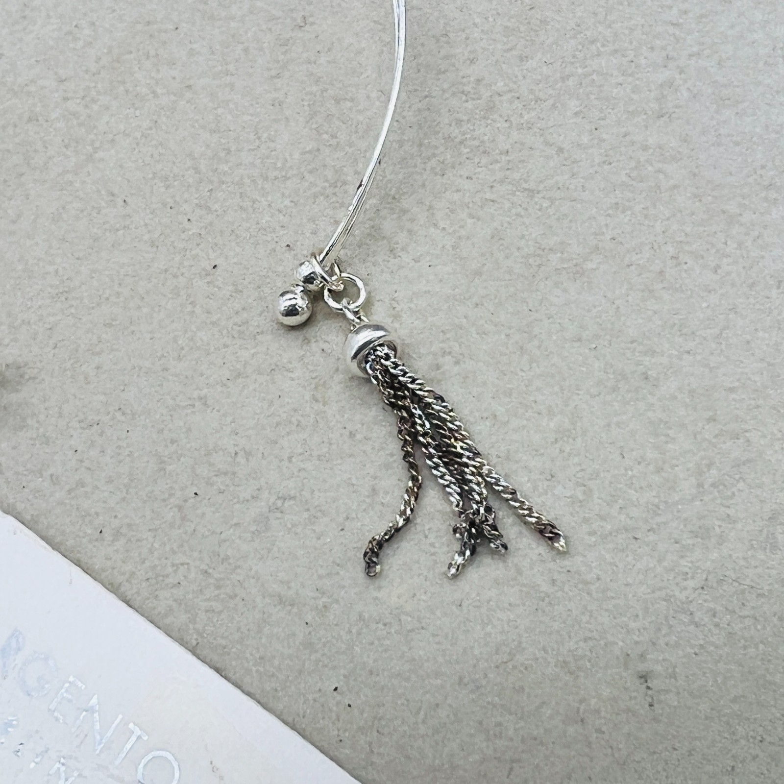 Argento Vivo Sterling Silver 925 Open Cuff Beaded Bracelet Tassel Charm NWT