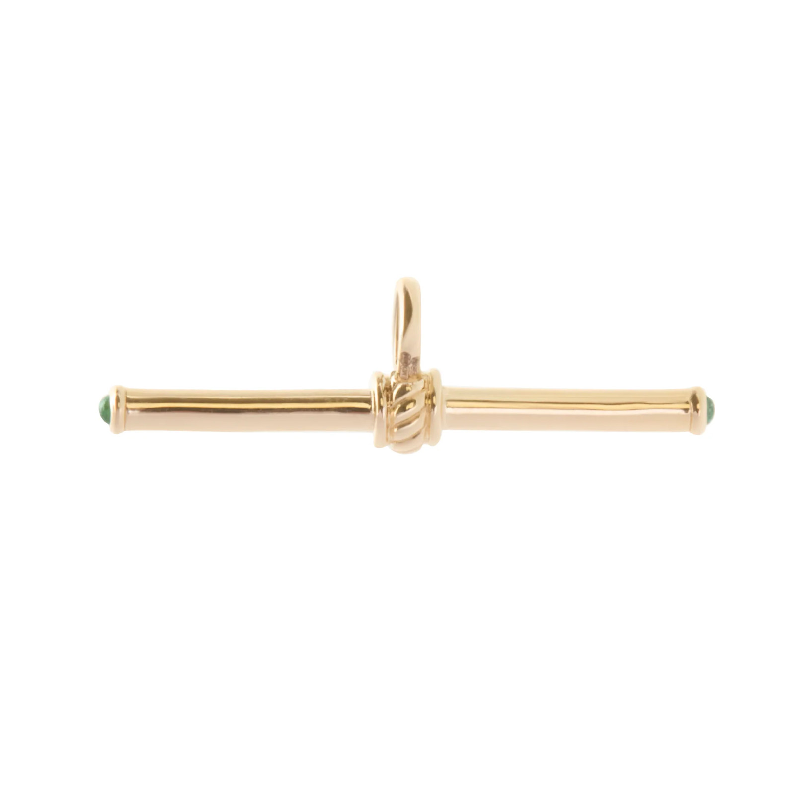 Lucy Delius Gold & Emerald T Bar Pendant