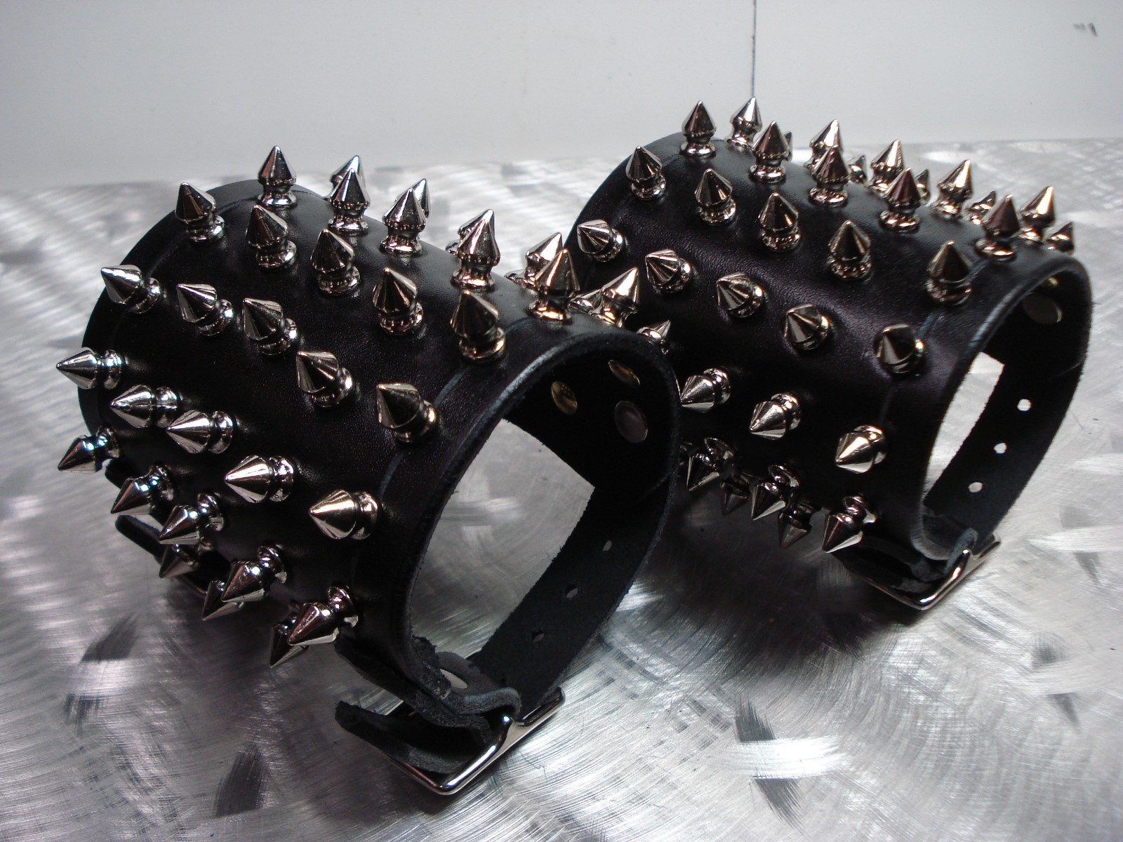 LEATHER SPIKED BRACELET. DEATH METAL (MDLB0209)….. OPPRESSOR