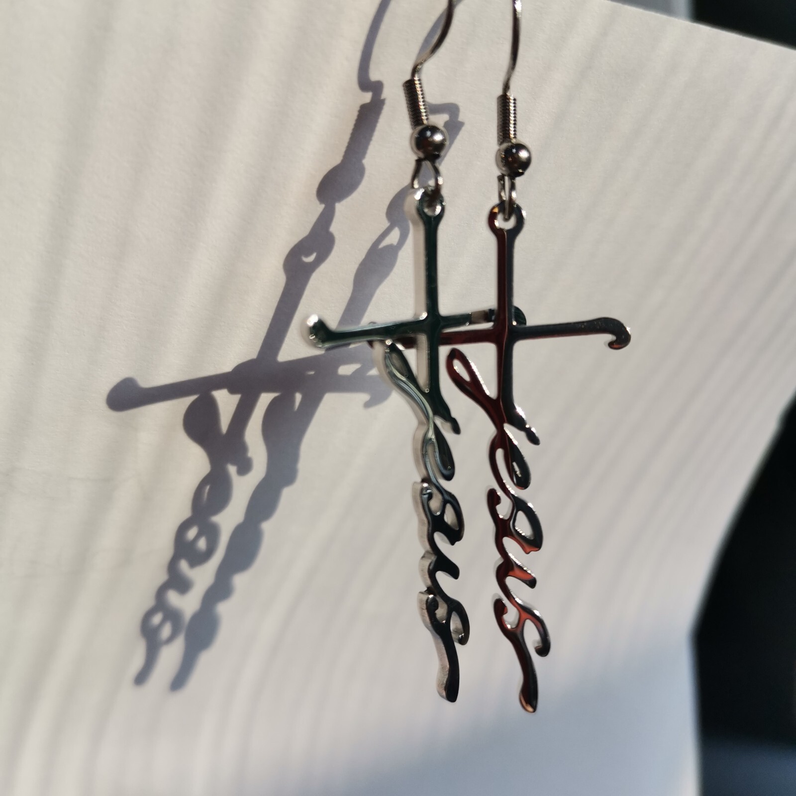 Silver Jesus Cross Earrings Christian Religious Jewelry Gift Faith Statement