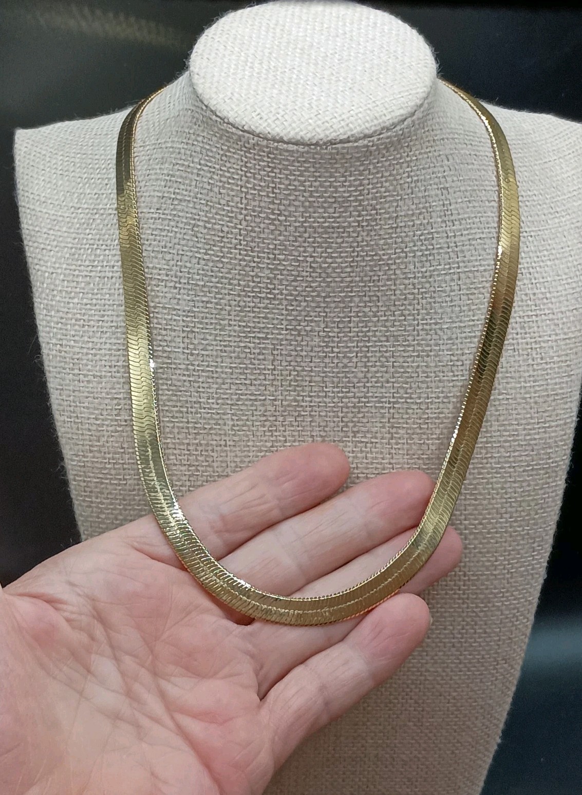 Gold Plated Herringbone Snake Chain 17″ Wide Flat