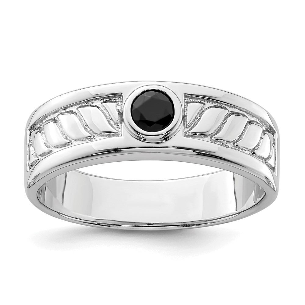 925 Sterling Silver Rhodium-plated Onyx Ring Size 10 for Men’s