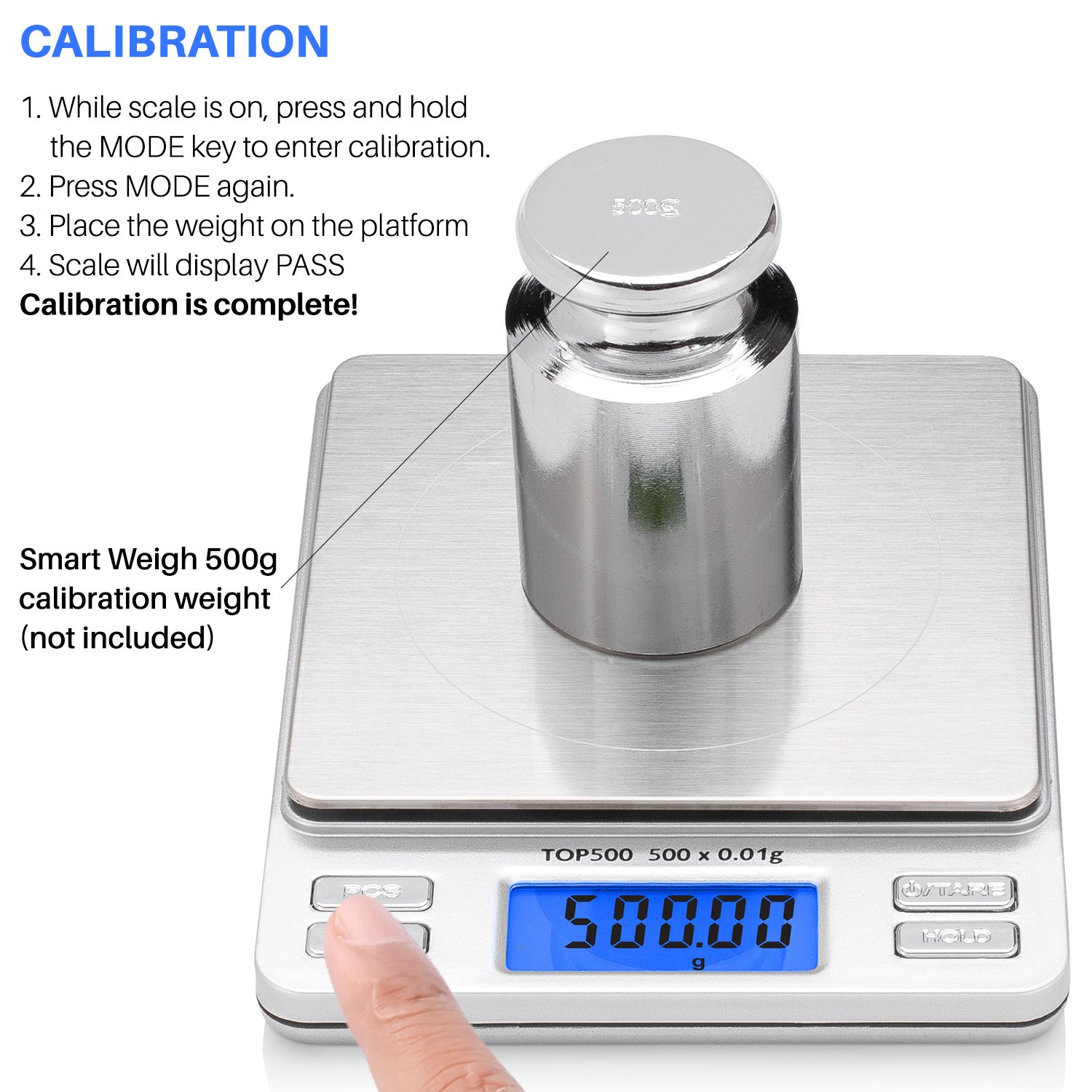 Smart Weigh Digital Pro Pocket Scale 500G X 0.01G – 6 Units: G, Oz, Gn, Ozt, DWT