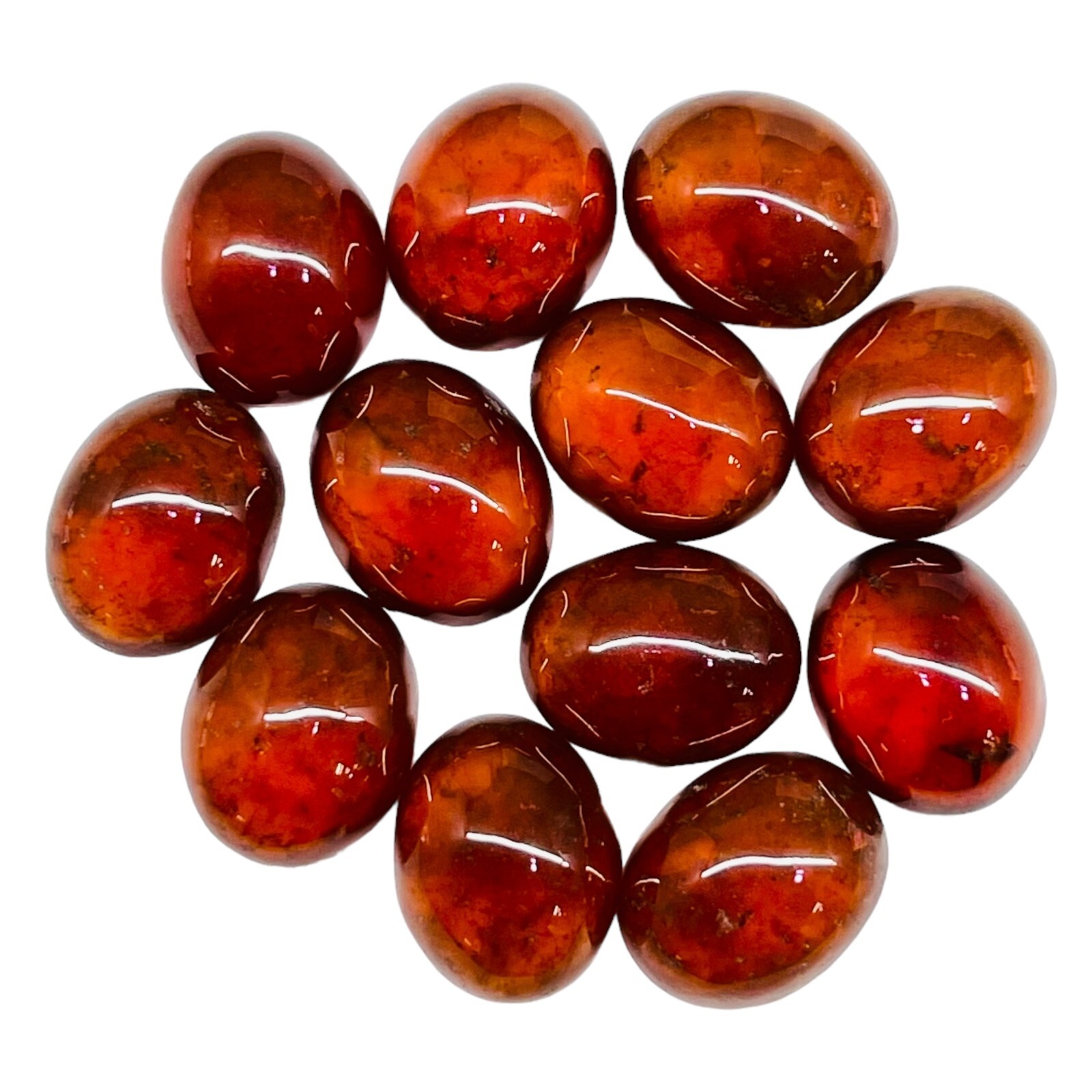 12 Pcs Natural Hessonite Garnet 11x9mm Oval Untreated Loose Untreated Gemstones