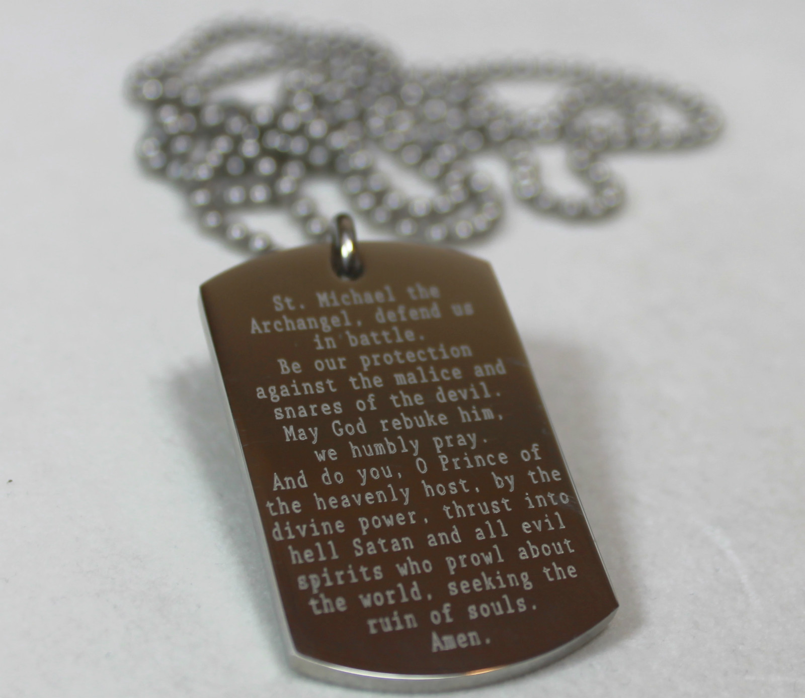 ST. MICHAEL IMAGE PRAYER SOLID THICK STAINLESS STEEL SHINE CROSS PRAYER