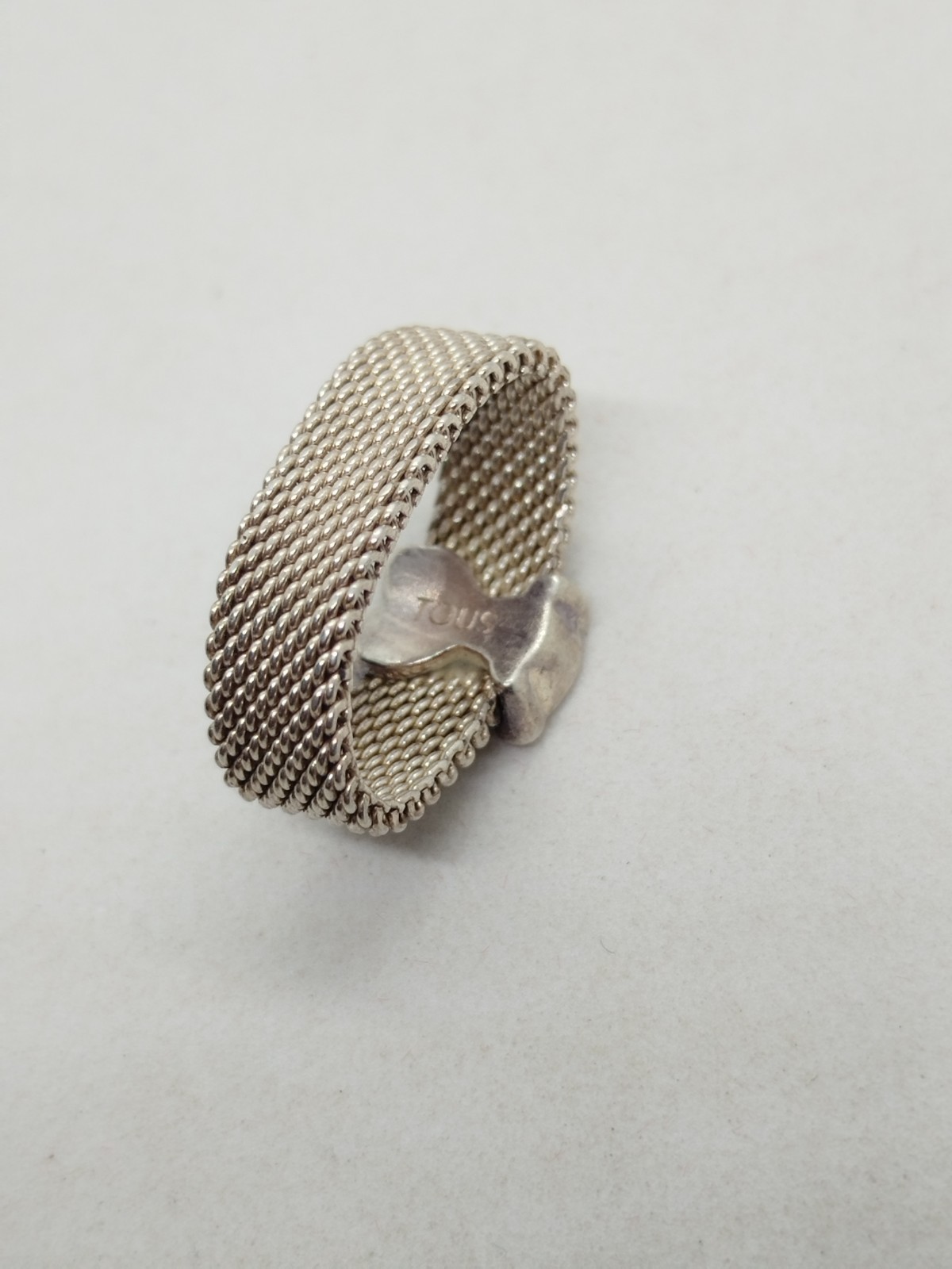 TOUS Sweet Teddy Bear Sterling Silver Ring MESH Size 7.5