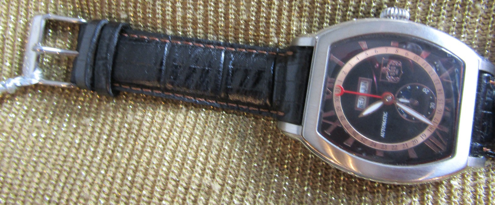 SUG 1883 Automatic ,Moon Phase Day/Month Black Dial Men’s Watch NEW w/Box S-7003
