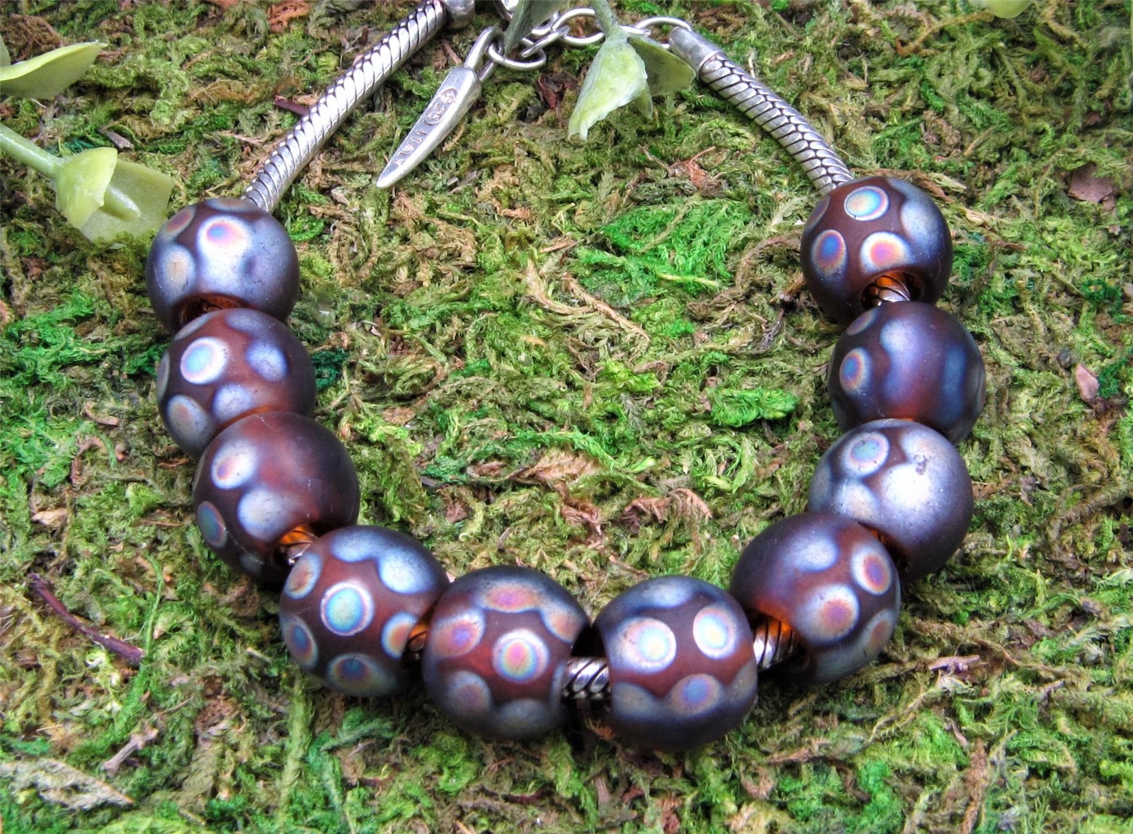 Qty. 10 Brown Peacock 12x8mm Czech Glass Large Hole, Roller, European Beads