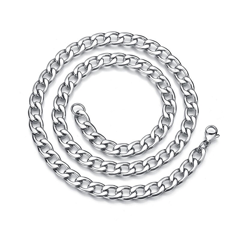 2-13mm Men’s 316L Stainless Steel Silver Curb Link NK Necklace Chain Wholesale