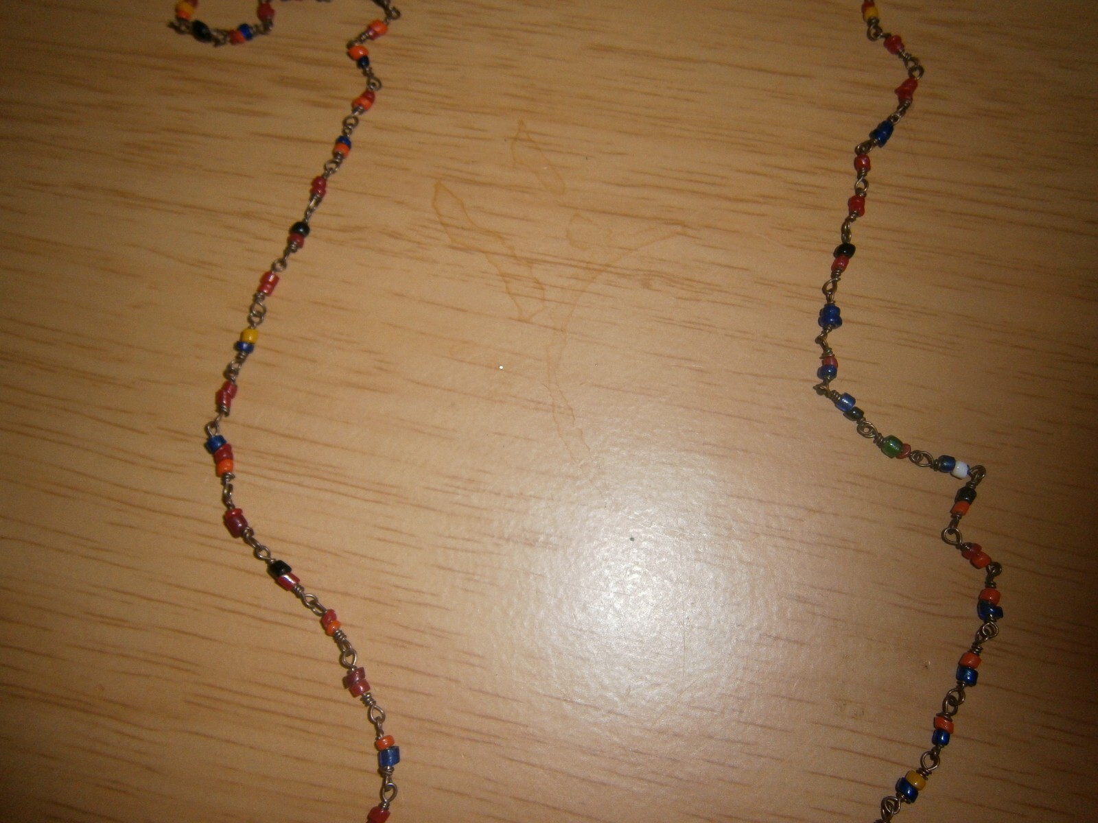 Vintage 1990’s mini 1.5mm beaded vari colour necklace chain. 92cm. (E3f)